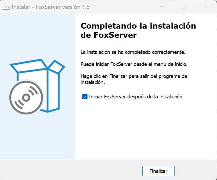 Finalización de la instalación