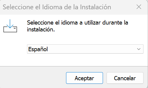 Pantalla de bienvenida del instalador